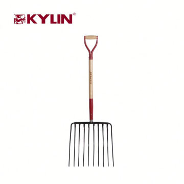 Garden Wooden Handle Manure Hay Pitch Fork Head With Carbon Steel